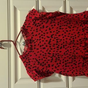 Angashion red/black flowy boho top